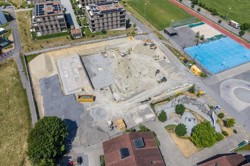 Aregger Tiefbau Referenzen Rain Aushub Sporthallenneubau Schulraumerweiterung